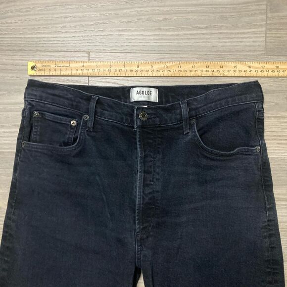 Agolde Riley Long Straight Jeans In Compilation Wash (Black) Size 32 - Picture 2 of 8